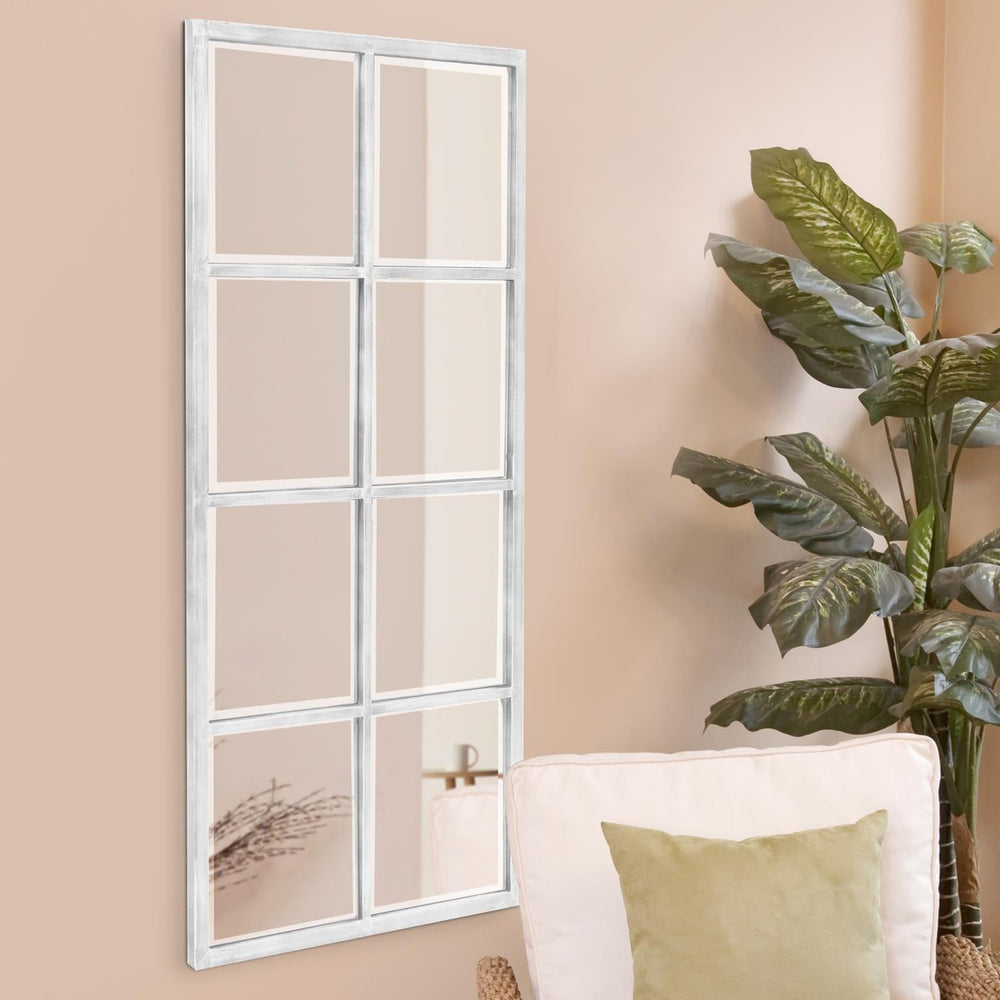 Atrium White Washed Windowpane Mirror-The Howard Elliott Collection-HOWARD-13370-Mirrors-2-France and Son