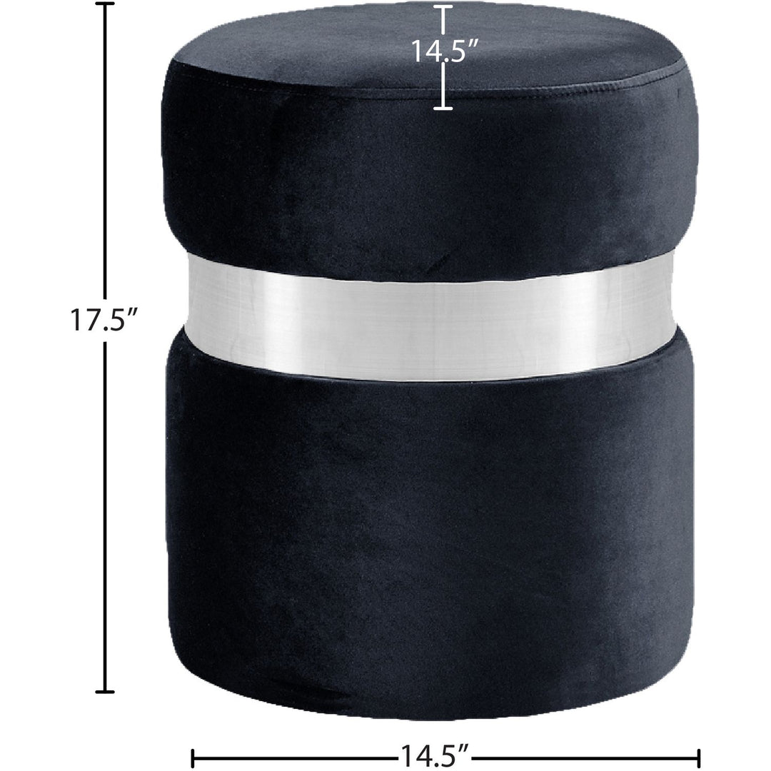 Hailey Velvet Upholstered Stool — Black / Chrome