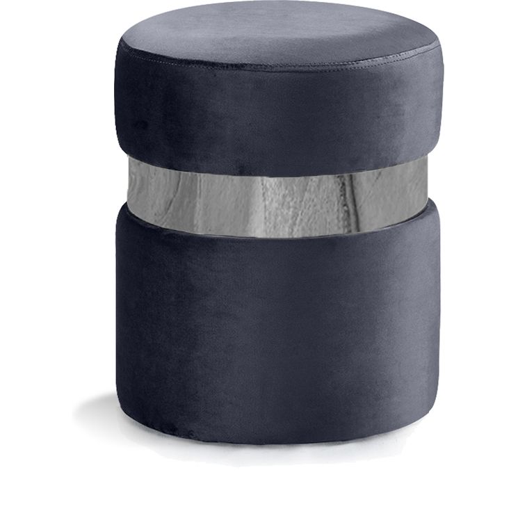 Hailey Velvet Upholstered Stool — Grey / Chrome