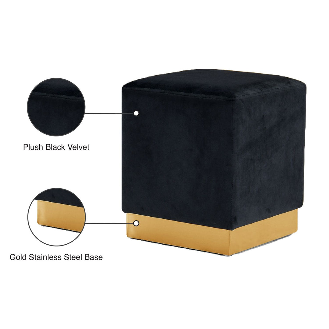Jax Velvet Upholstered Stool — Black / Gold