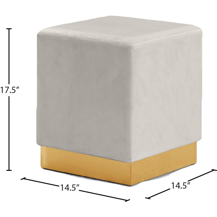 Jax Velvet Upholstered Stool — Cream / Gold