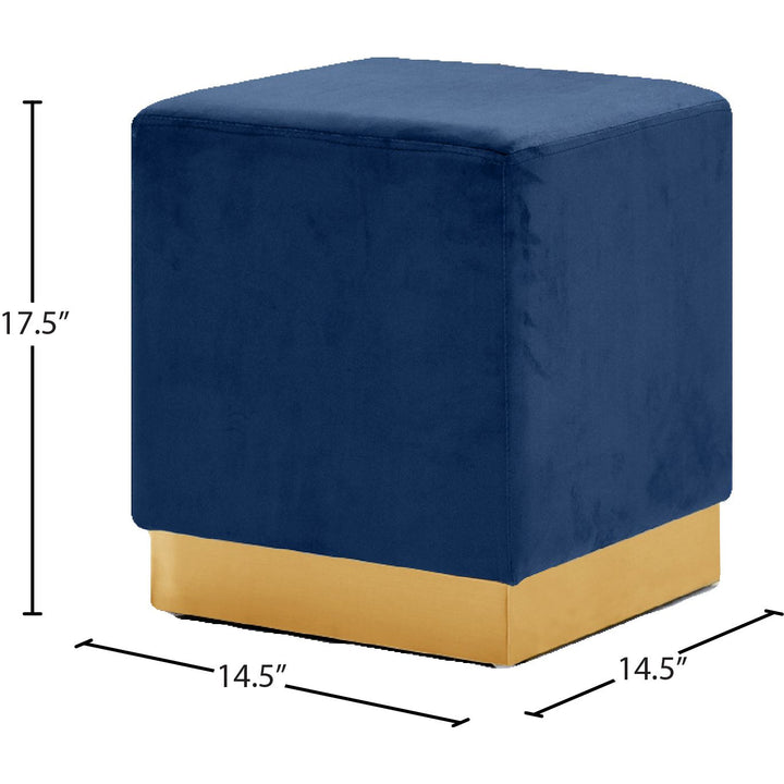 Jax Velvet Upholstered Stool — Navy / Gold