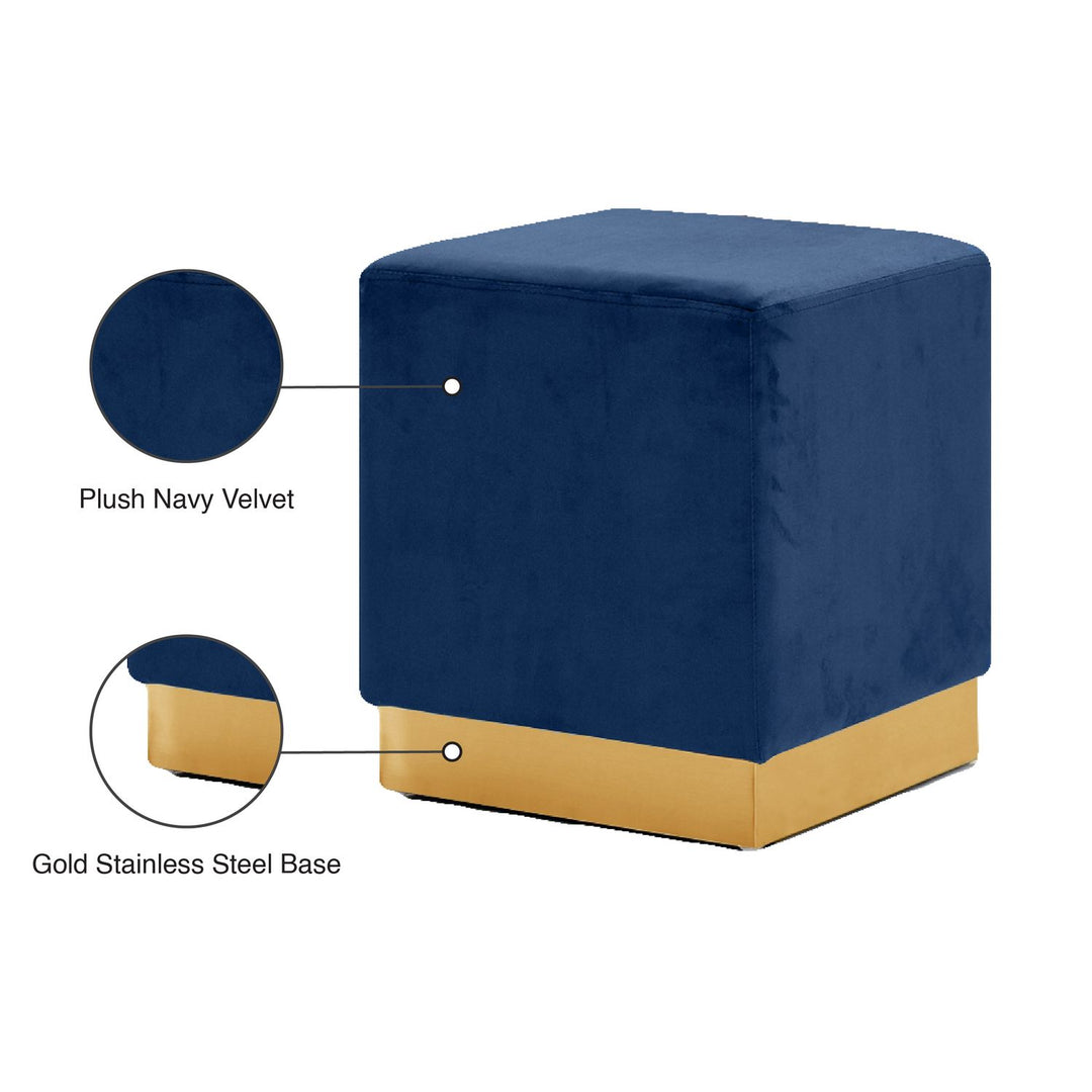 Jax Velvet Upholstered Stool — Navy / Gold