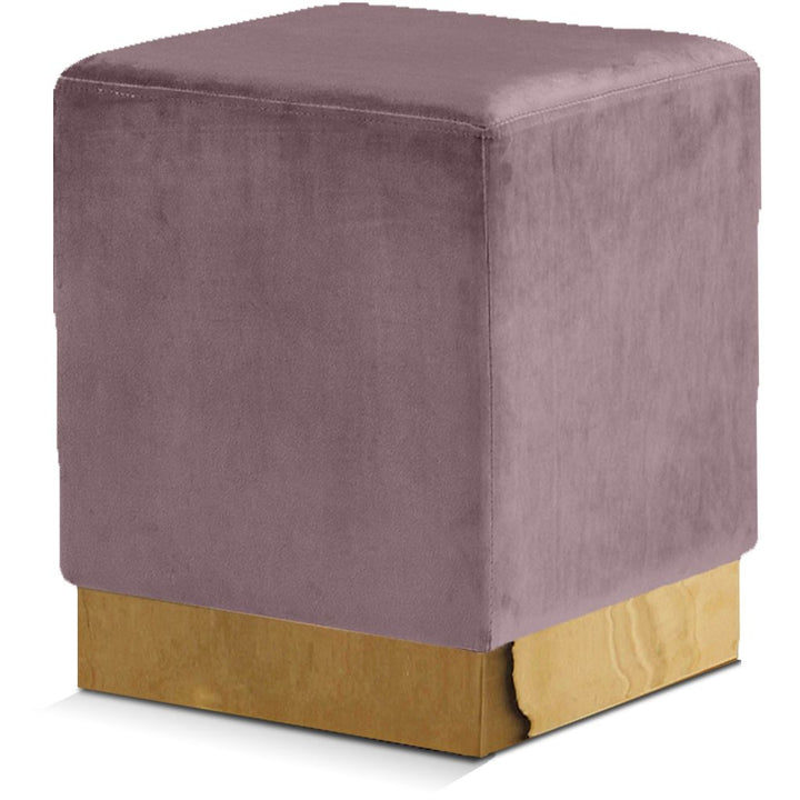 Jax Velvet Upholstered Stool — Pink / Gold