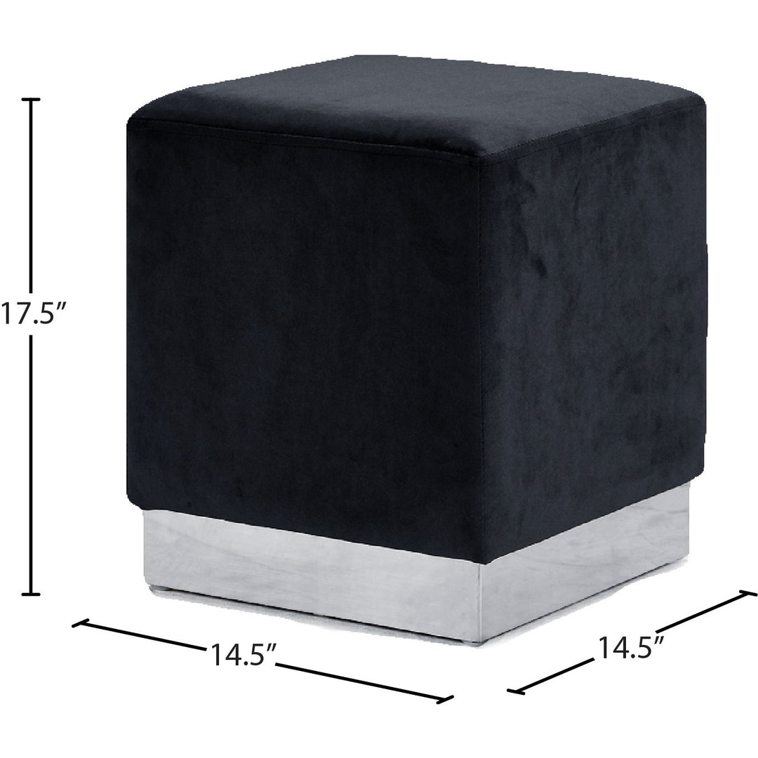 Jax Velvet Upholstered Stool — Black / Chrome