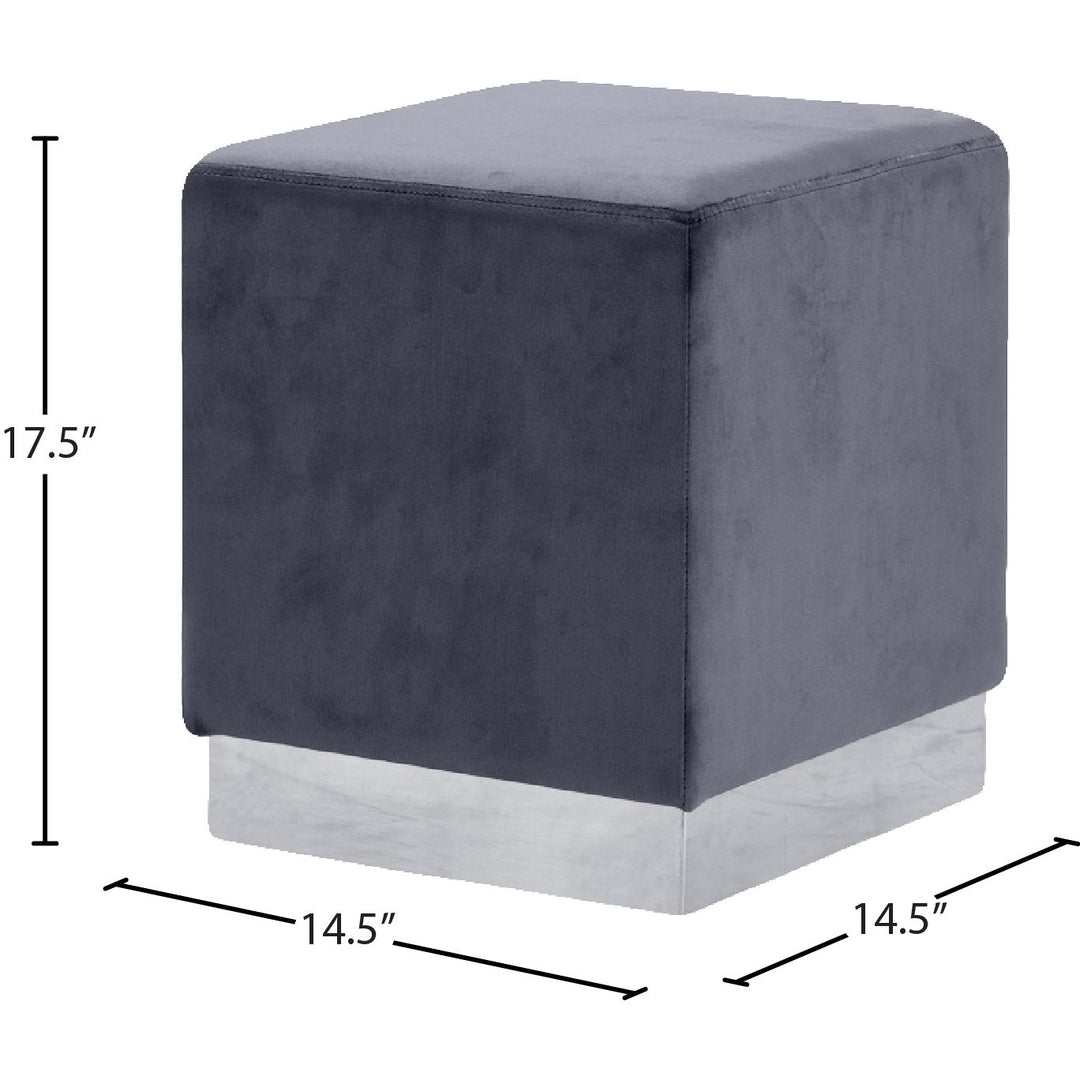 Jax Velvet Upholstered Stool — Grey / Chrome