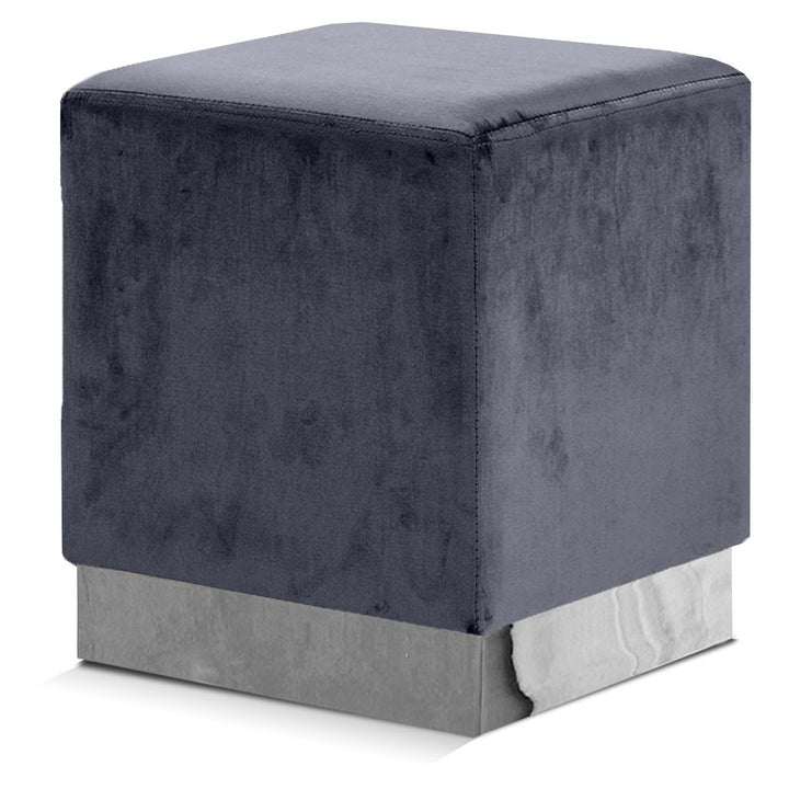 Jax Velvet Upholstered Stool — Grey / Chrome