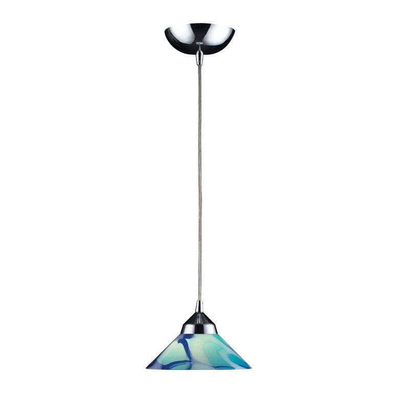 Refraction 7'' Wide 1-Light Pendant-Elk Home-ELK-1477/1CAR-Outdoor Wall SconcesPolished Chrome with Caribbean Glass-2-France and Son