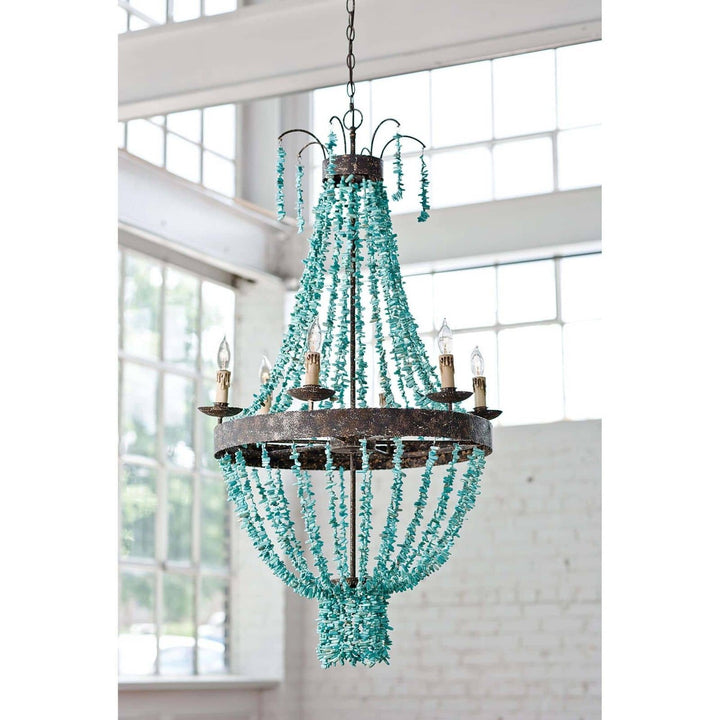 Beaded Turquoise Chandelier-Regina Andrew Design-RAD-16-1012-Chandeliers-2-France and Son
