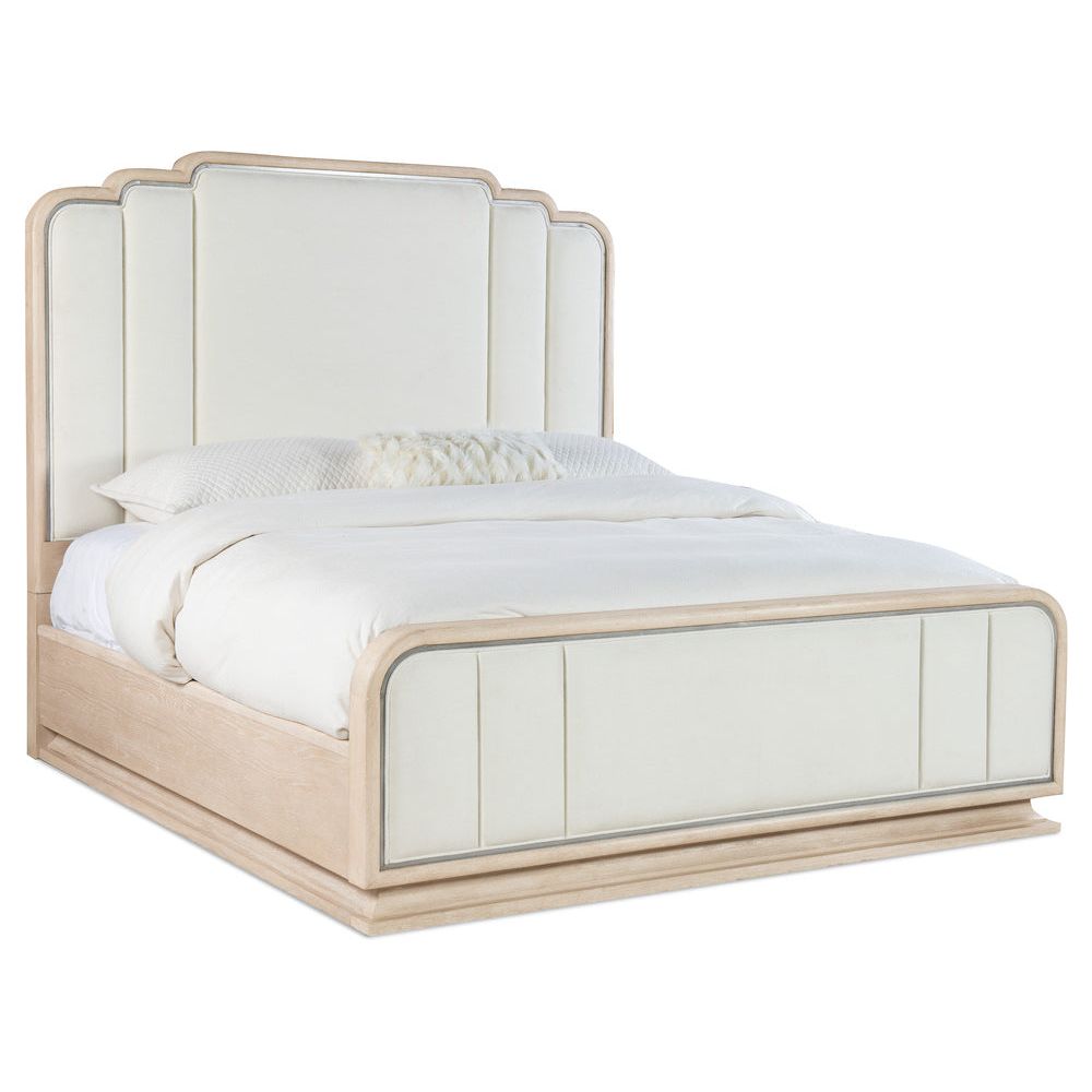 Beds Nouveau Chic Cal King Upholstered Bed - Light Wood