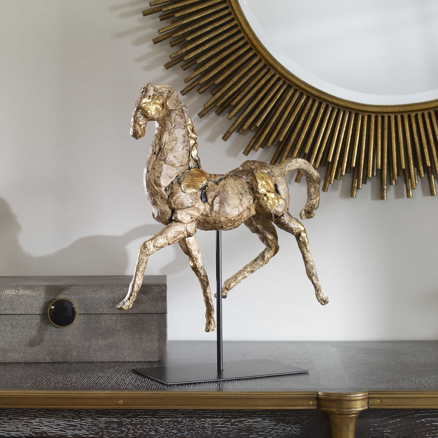 Caballo Dorado Sculpture-Uttermost-UTTM-17585-Decorative Objects-1-France and Son