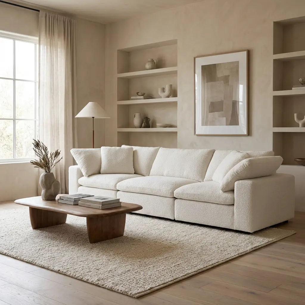Plush Modular Sectional - Off White Boucle