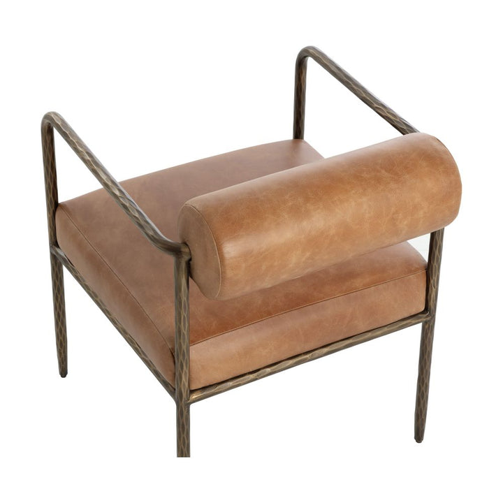 Ajani Dining Armchair - Tan Leather
