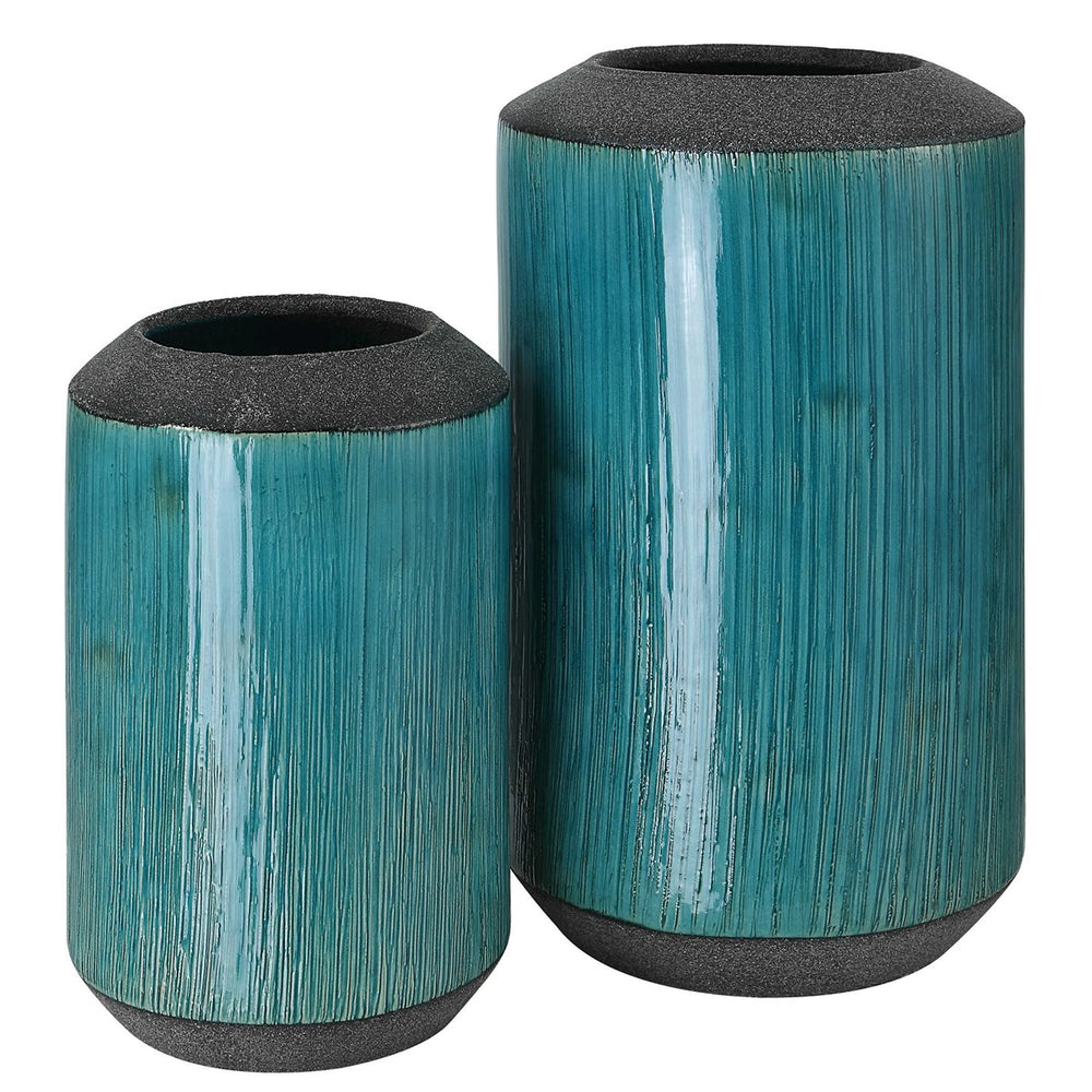Maui Aqua Blue Vases - S/2-Uttermost-UTTM-18064-Vases-2-France and Son