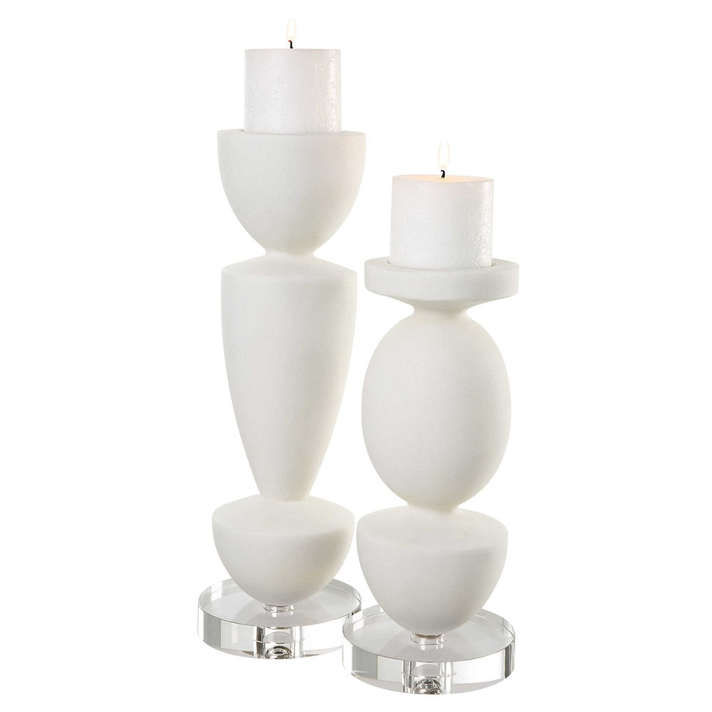 Uttermost Lido White Stone Candleholders, Set/2-Uttermost-UTTM-18101-Candle Holders-2-France and Son