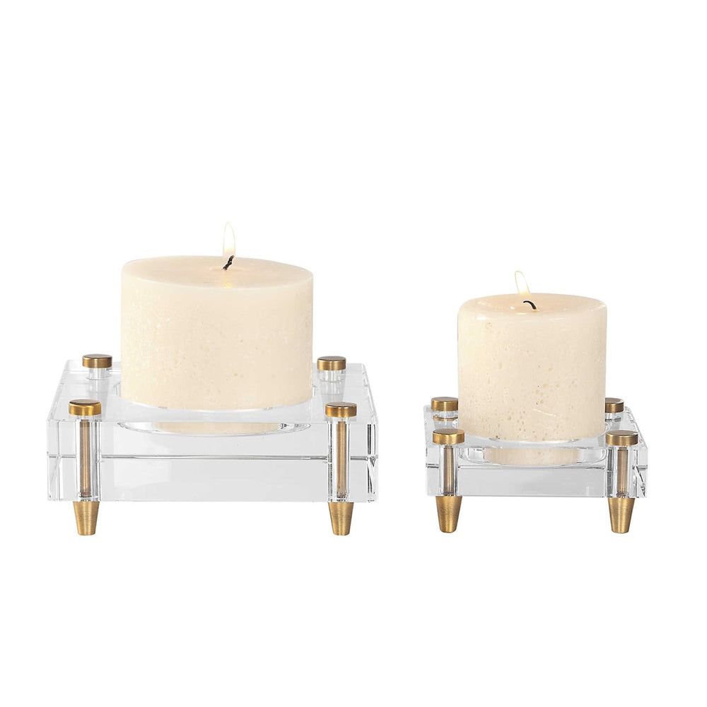 Claire Crystal Block Candleholders - S/2-Uttermost-UTTM-18643-Decorative Objects-2-France and Son