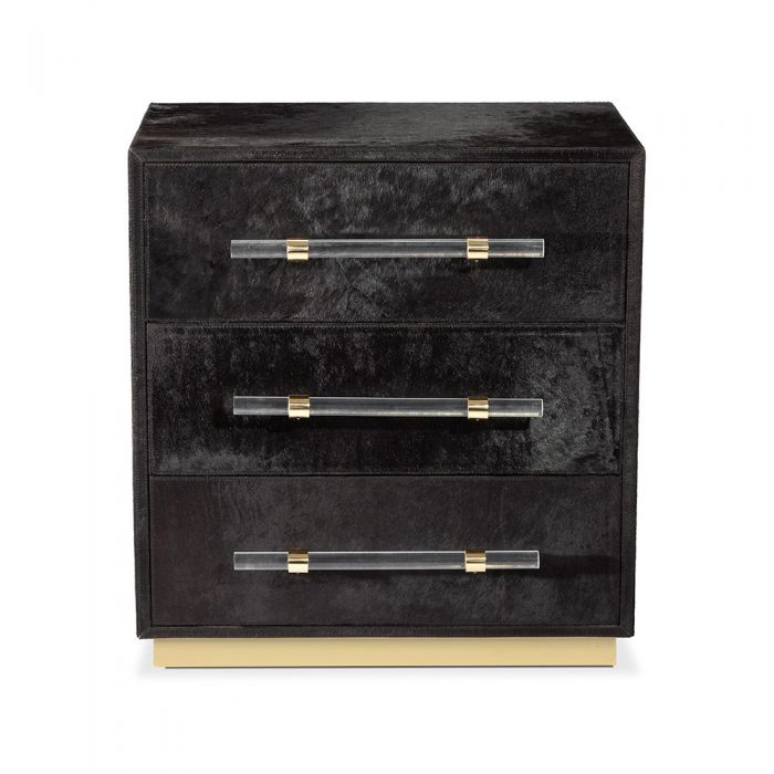 Dressers & Chests Cassian 3 Drawer Chest - Black/ Brass