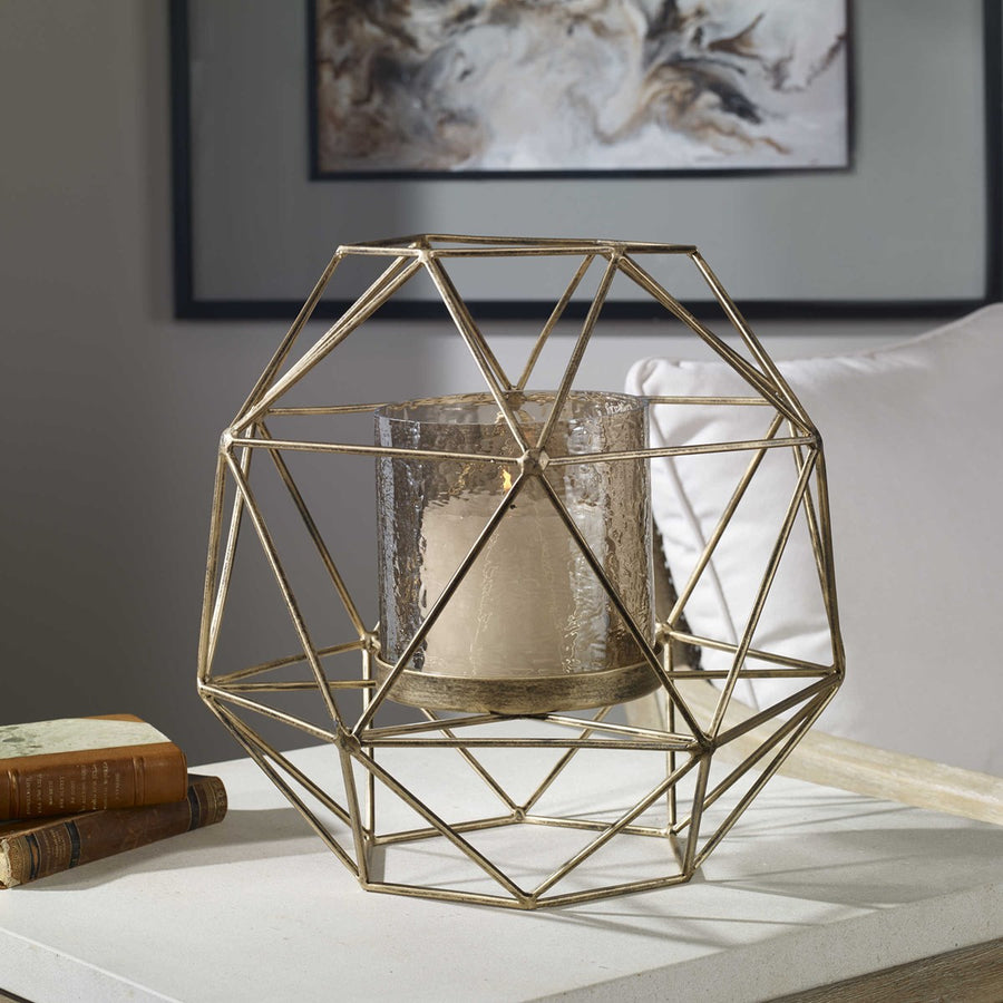 Myah Geometric Candleholder - Gold-Uttermost-UTTM-18952-Decorative Objects-1-France and Son