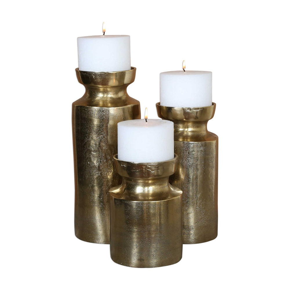 Amina Antique Brass Candleholders Set/3-Uttermost-UTTM-18958-Candle Holders-2-France and Son