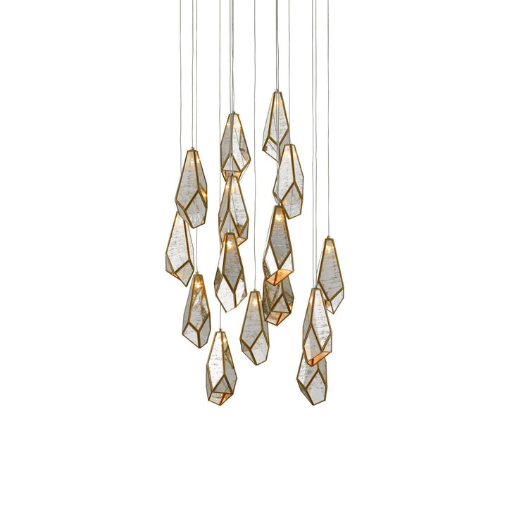 Glace Mirror 15-Light Round Multi-Drop Pendant