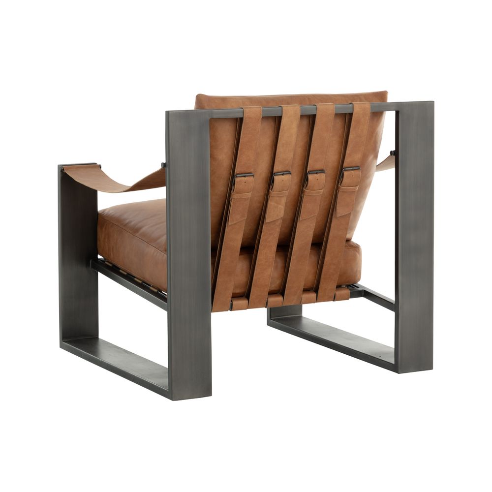 Lounge Chairs Berke Lounge Chair - Gunmetal - Tan Leather