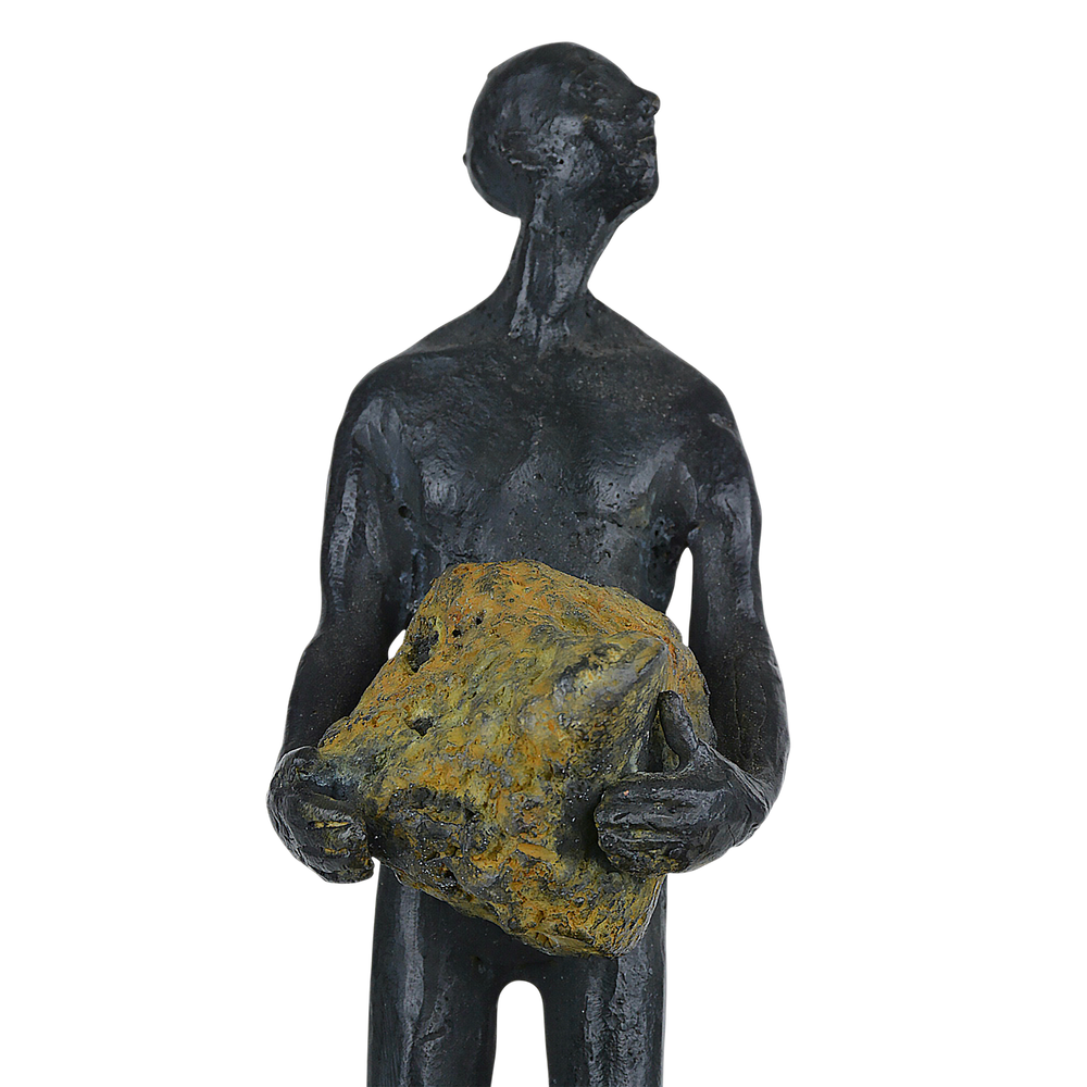 Decorative Objects Man on Rock Small Bronze