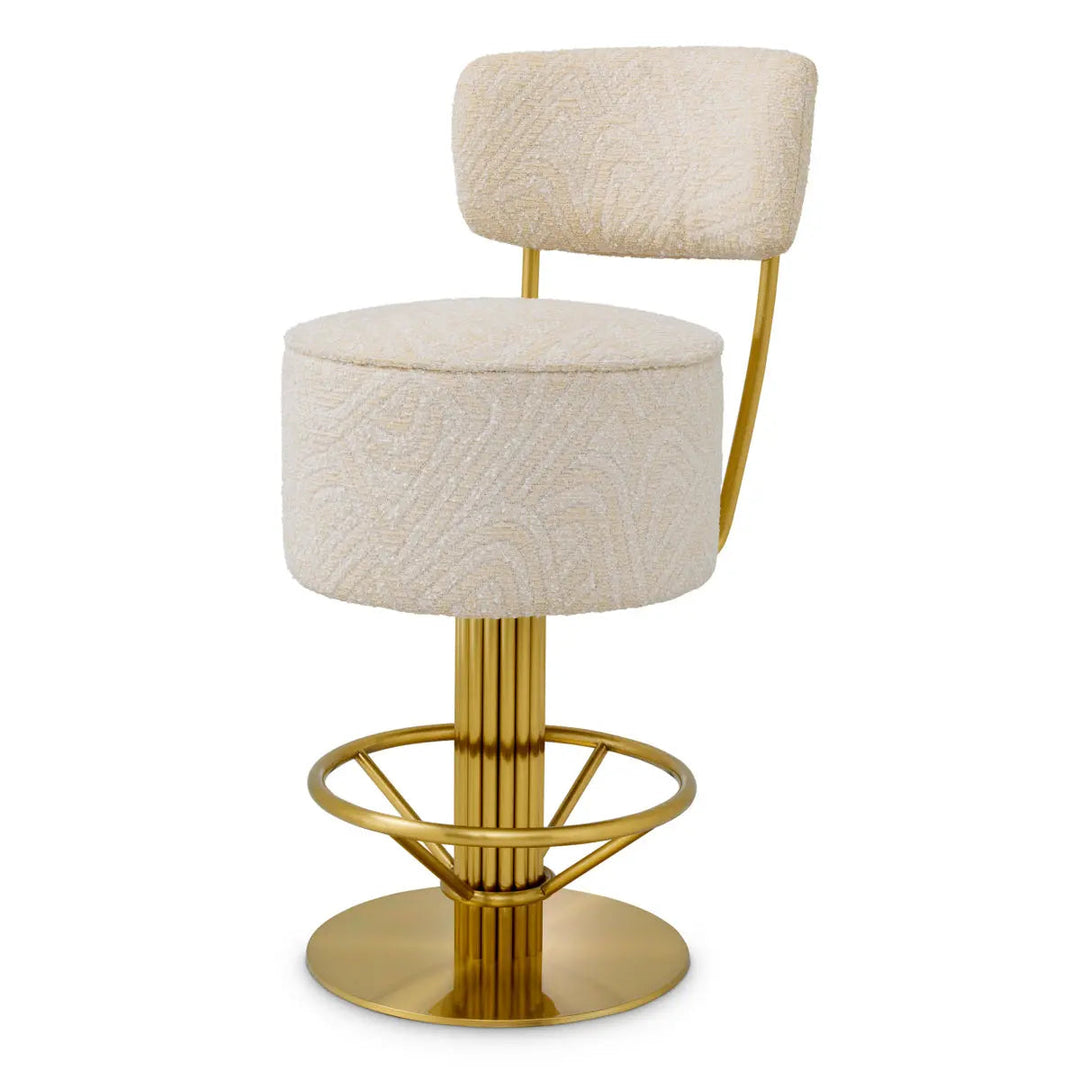 Counter Stool Carleton With Back Camari Cream Brushed Brass Finish - image 1