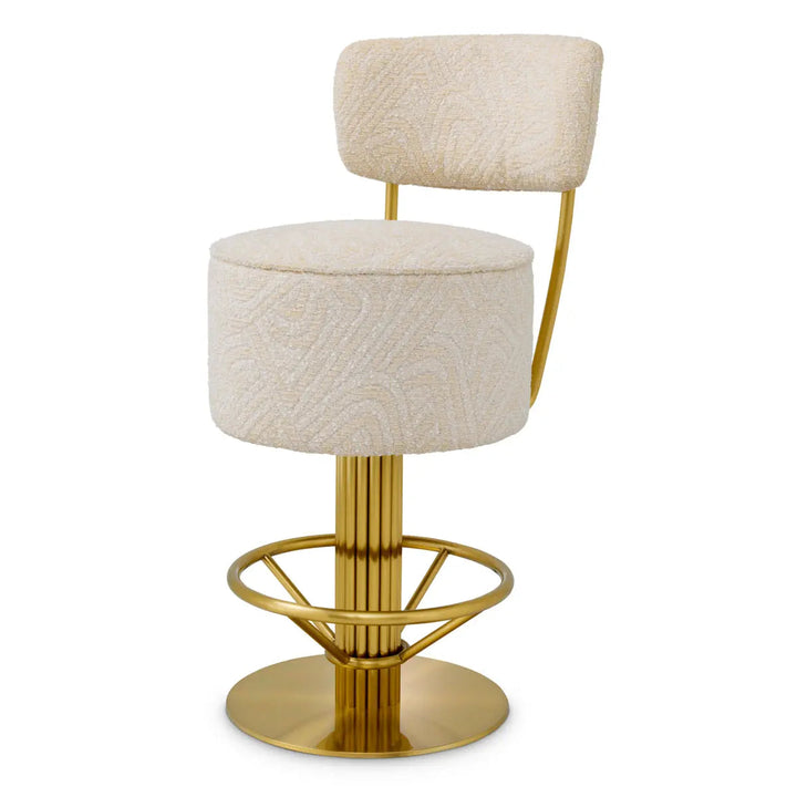 Counter Stool Carleton With Back Camari Cream Brushed Brass Finish - image 1