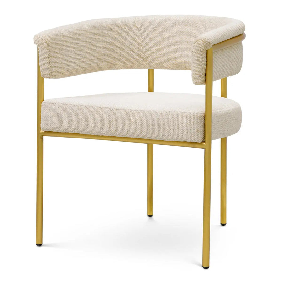 Dining Chair Gainsley Axton Off-White Brushed Brass Finish - image 1