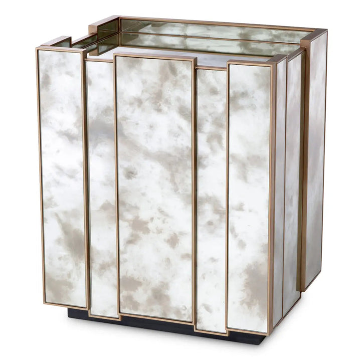 Nightstand Nottingham Right Antique Mirror Glass Brushed Brass Finish - image 1