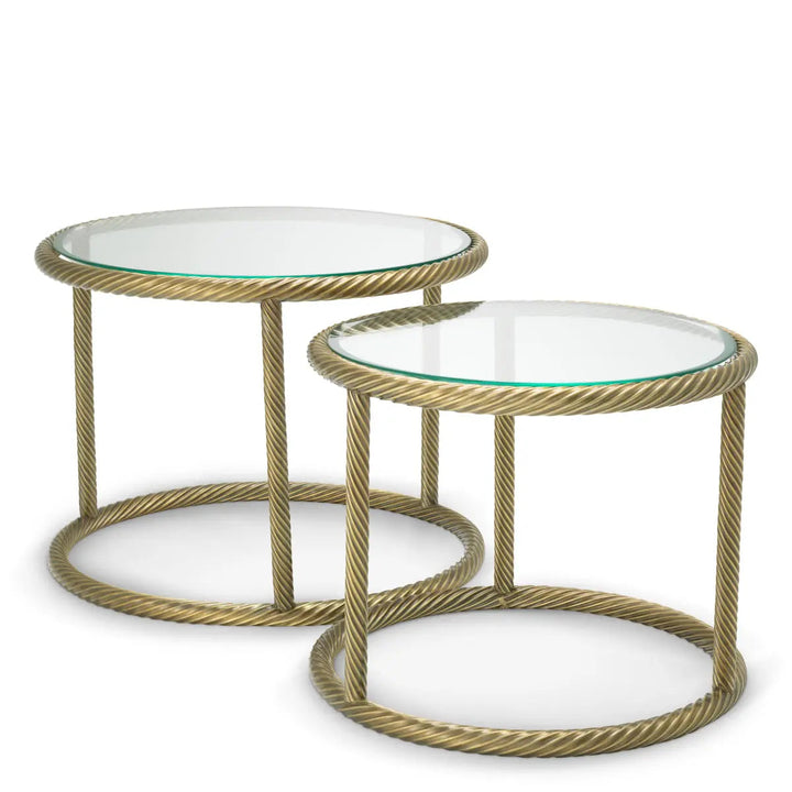 Side Table Addison Vintage Brass Finish Set Of 2 - image 1