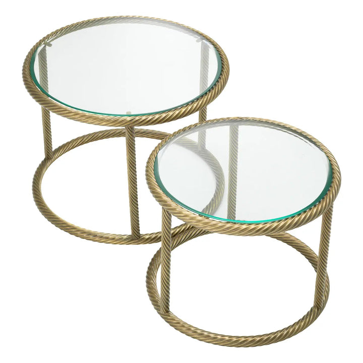 Side Table Addison Vintage Brass Finish Set Of 2 - image 3