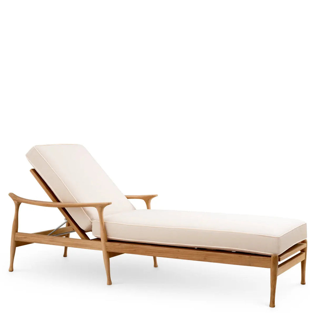 Outdoor Daybed Manzo Natural Teak Flores Off-White Incl Cushions - image 1