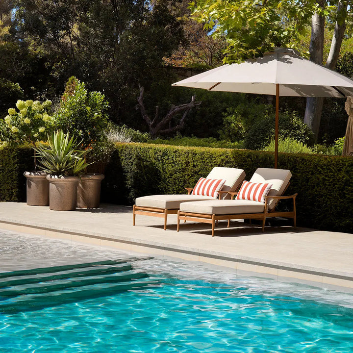 Outdoor Daybed Manzo Natural Teak Flores Off-White Incl Cushions - image 2