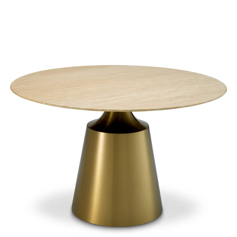 Dining Table Nathan Brushed Brass Finish Travertine - image 1