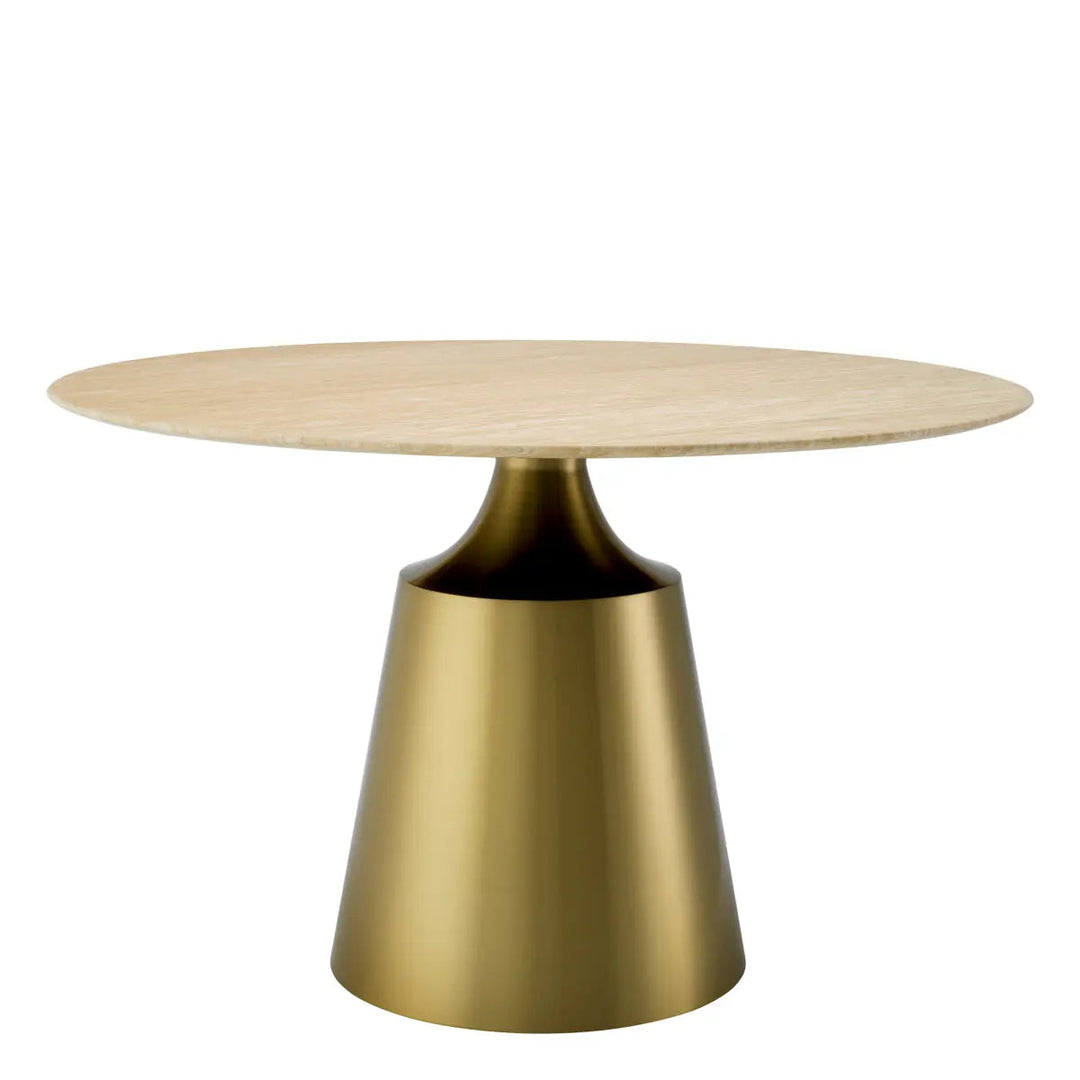 Dining Table Nathan Brushed Brass Finish Travertine - image 3