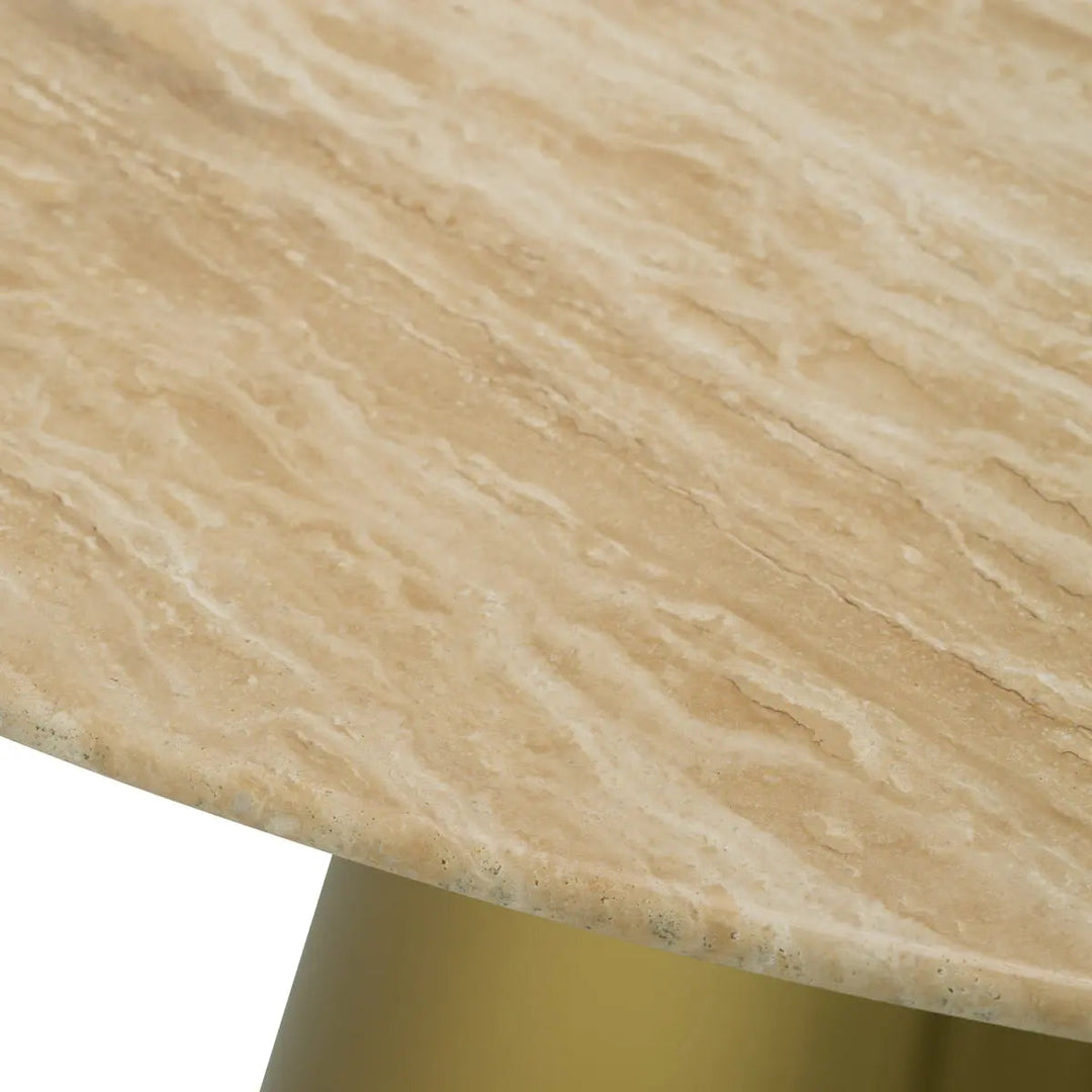 Dining Table Nathan Brushed Brass Finish Travertine - image 4