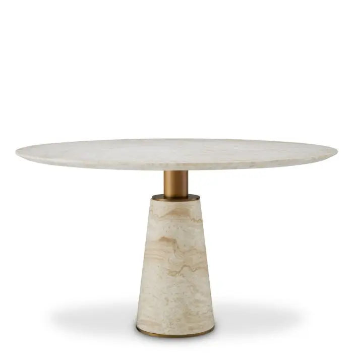 Dining Table Genova Travertine Brushed Brass Finish - image 1
