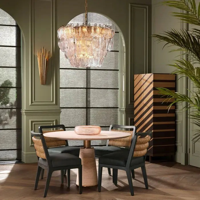 Dining Table Genova Travertine Brushed Brass Finish - image 3