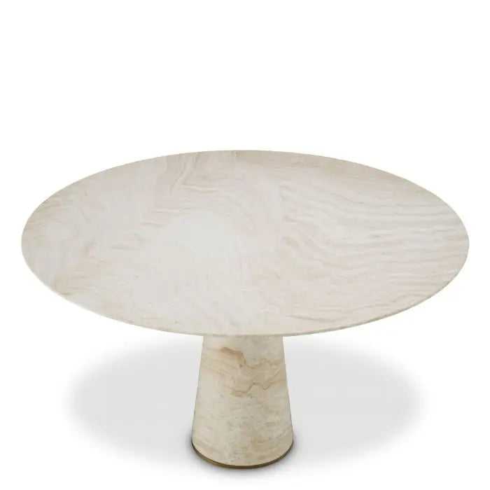 Dining Table Genova Travertine Brushed Brass Finish - image 2
