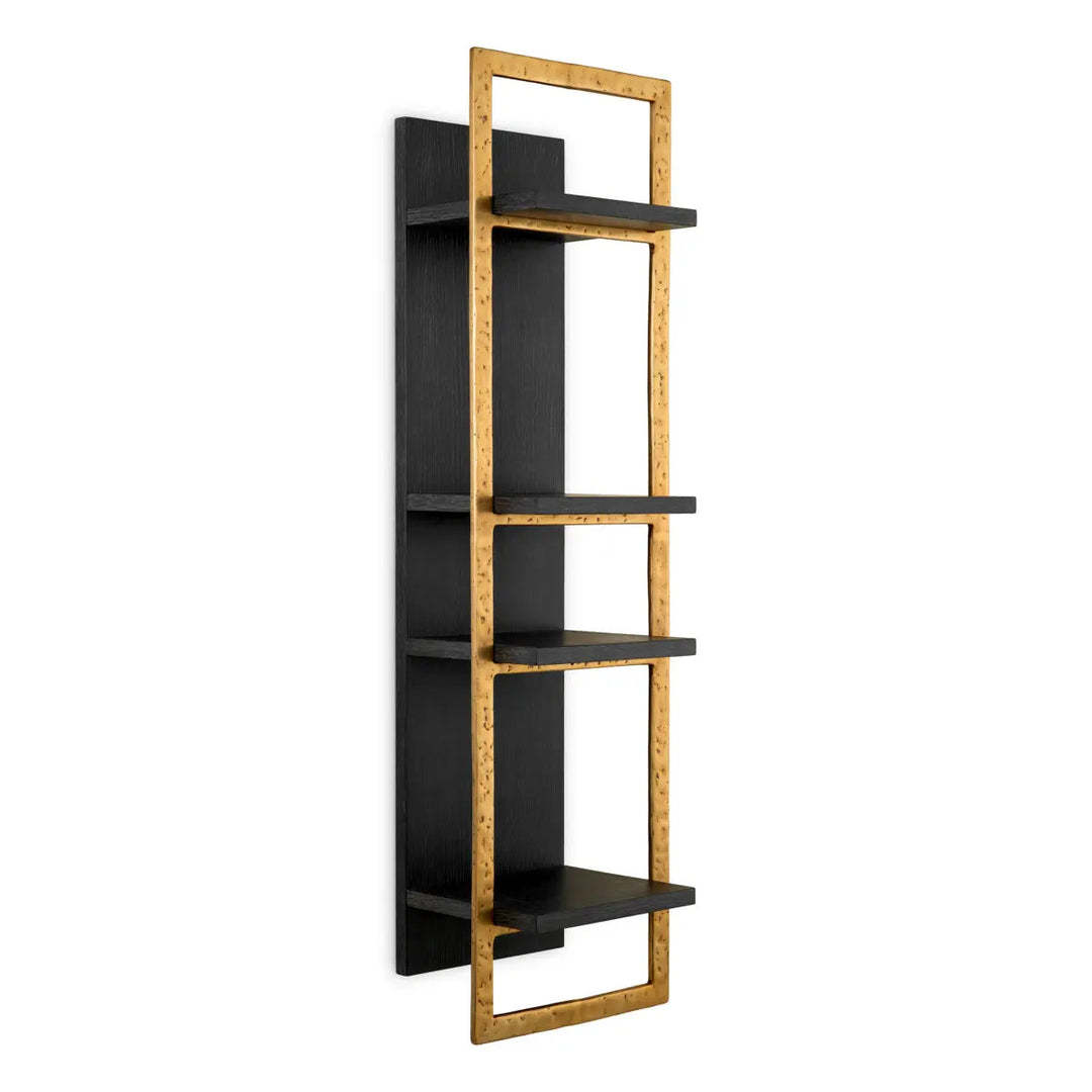 Wall Cabinet Belcanto Charcoal Grey Oak Veneer Brushed Brass Finish - image 1