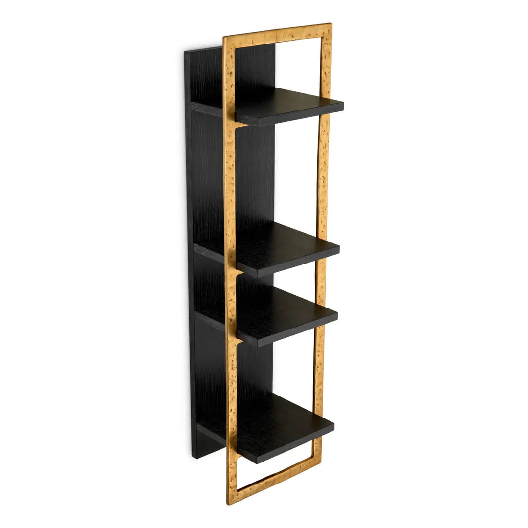 Wall Cabinet Belcanto Charcoal Grey Oak Veneer Brushed Brass Finish - image 3
