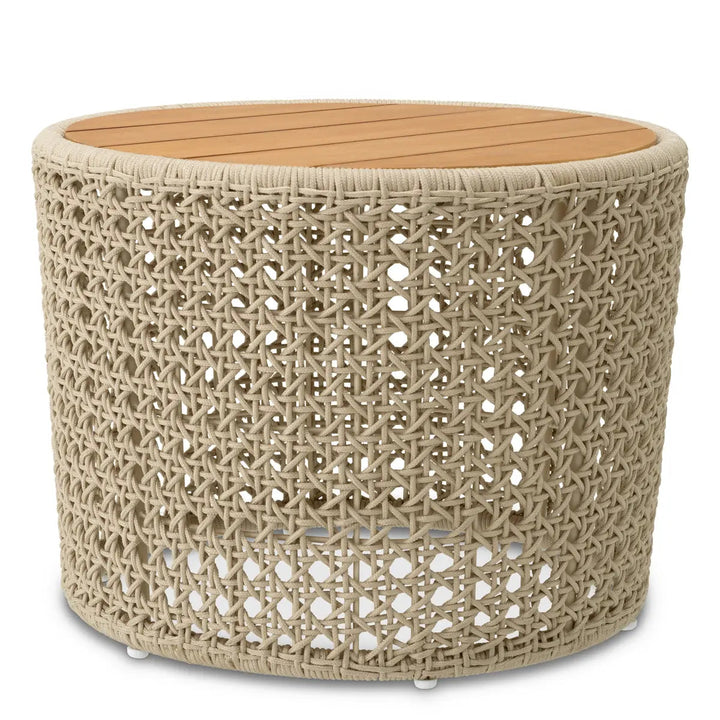 Outdoor Side Table Trinity Cream Weave Natural Teak - image 1