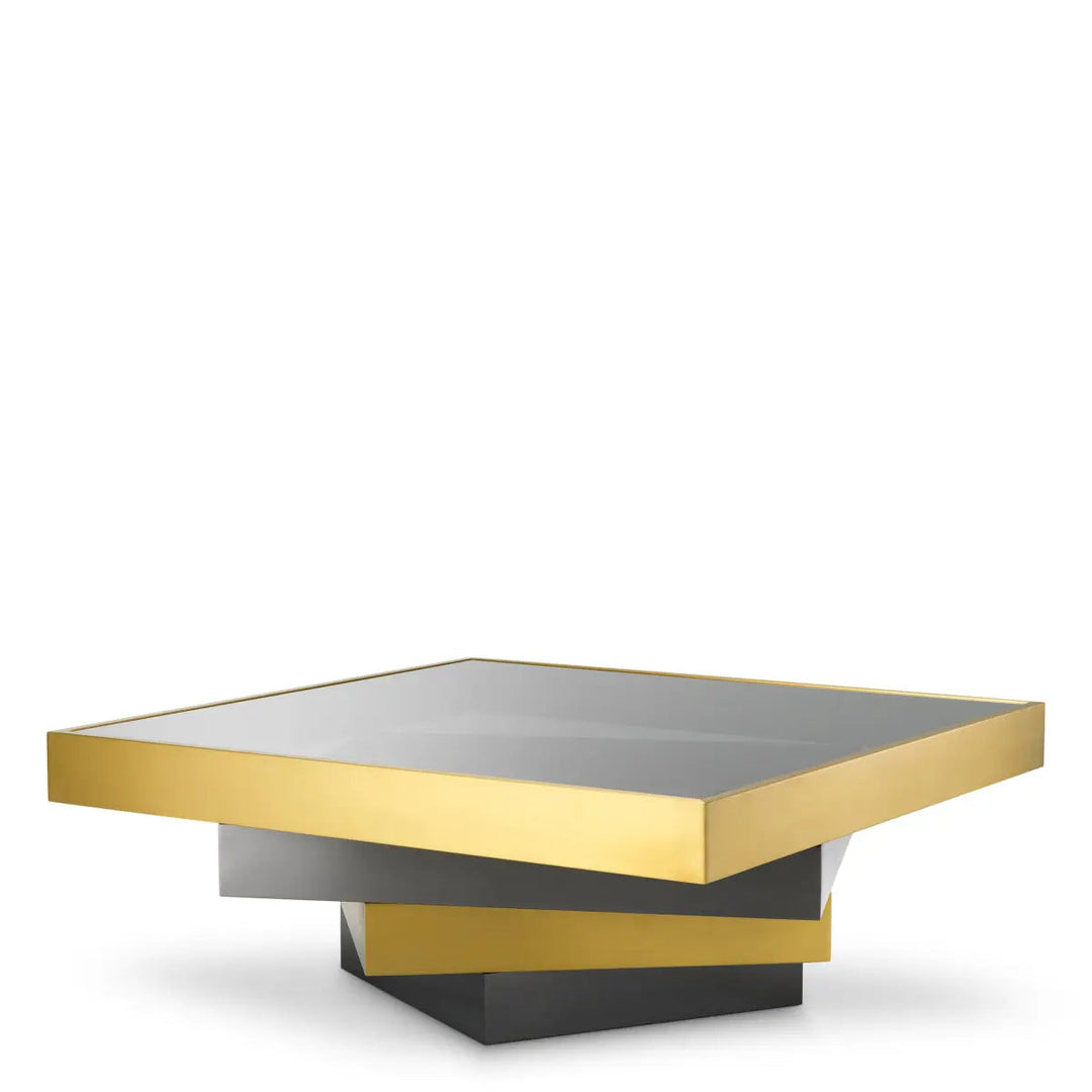 Coffee Table Zamora Brushed Brass Finish Smoke Glass - image 1