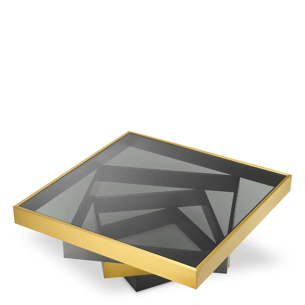 Coffee Table Zamora Brushed Brass Finish Smoke Glass - image 2
