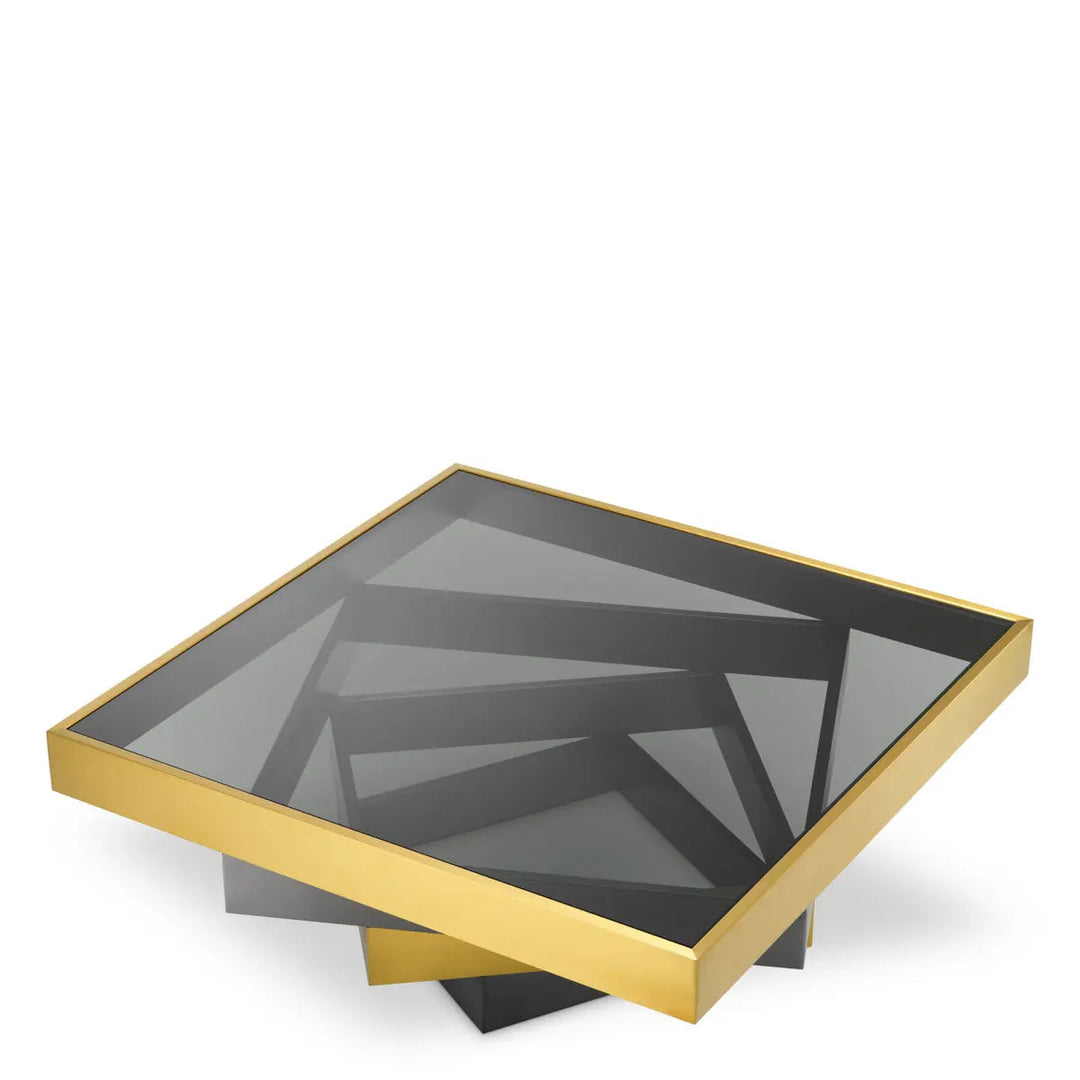 Coffee Table Zamora Brushed Brass Finish Smoke Glass - image 2