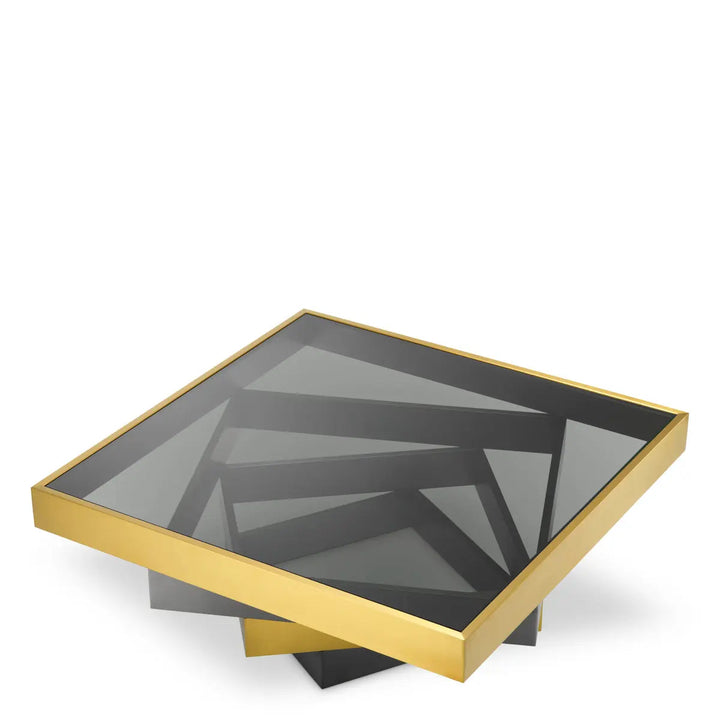 Coffee Table Zamora Brushed Brass Finish Smoke Glass - image 2