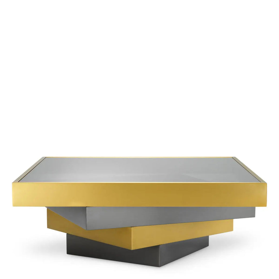 Coffee Table Zamora Brushed Brass Finish Smoke Glass - image 3