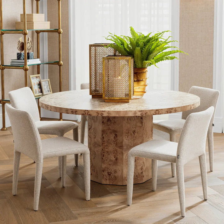 Dining Table Kingsgrove Light Brown Mappa Burl Wood Veneer - image 2
