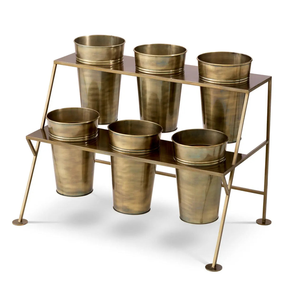 Display Rack Maison Des Fleurs Vintage Brass Finish Incl 6 Buckets - image 1